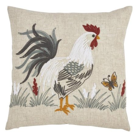 SARO LIFESTYLE SARO 773.N18S 18 in. Square Down Filled Rooster Design Throw Pillow - Natural 773.N18S